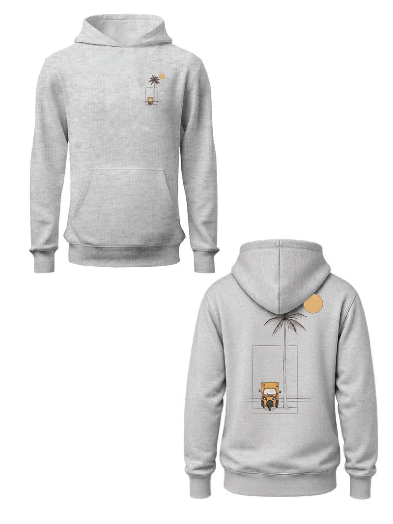 Kali Graphic Hoodies: Ash Grey with Geometry of Palms