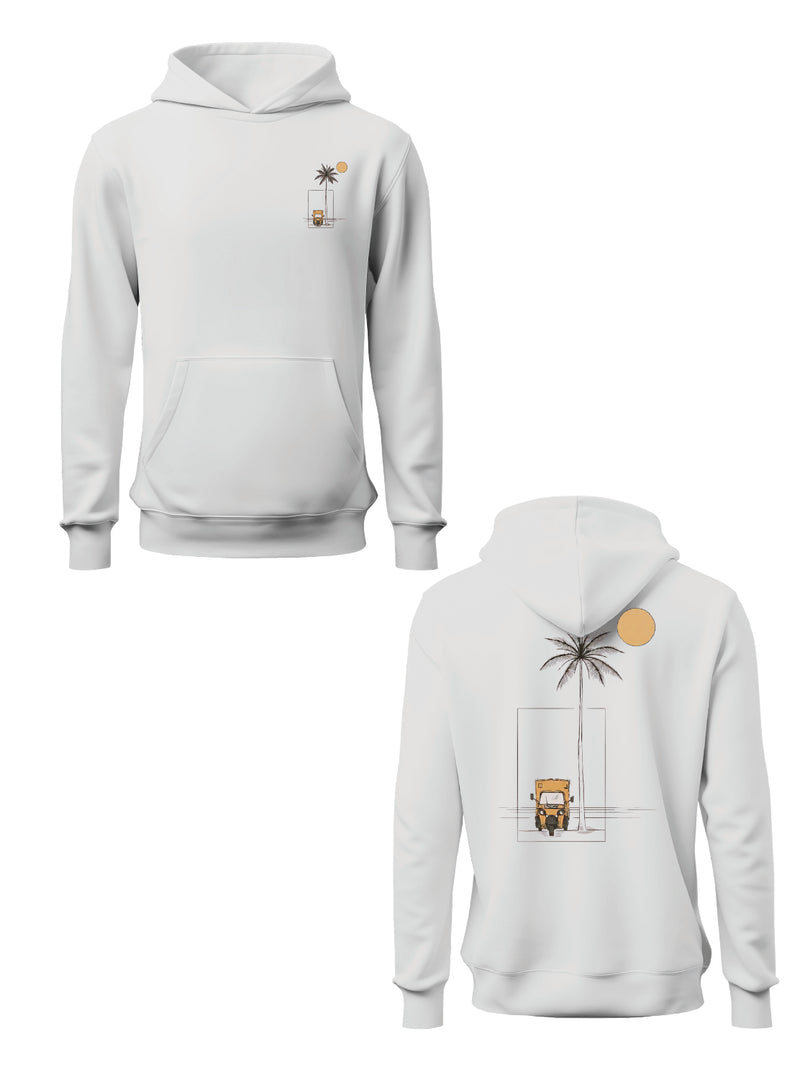 Kali Graphic Hoodies: White with Geometry of Palms