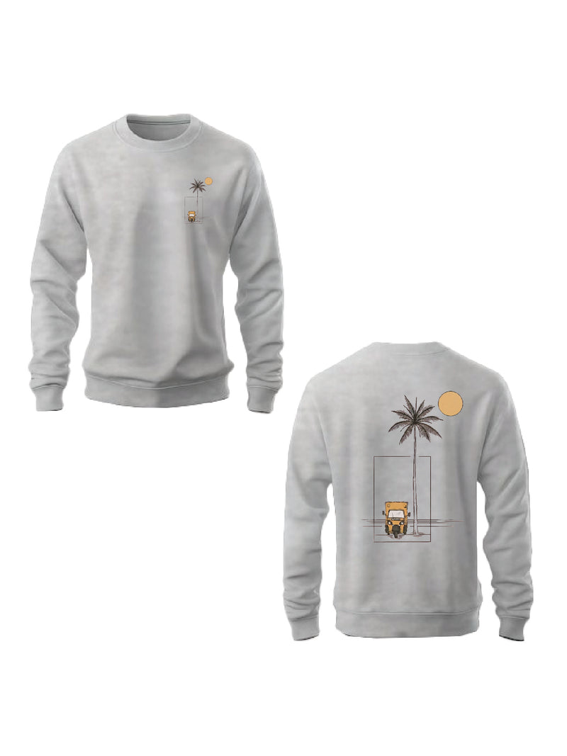 Kali Graphic Sweats: Top - Ash Grey with Geometry of Palms