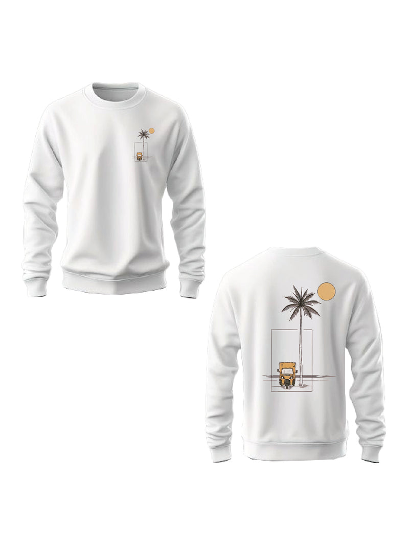 Kali Graphic Sweats: Top - White with Geometry of Palms