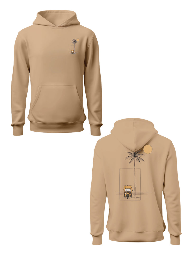 Kali Graphic Hoodies: Beige with Geometry of Palms
