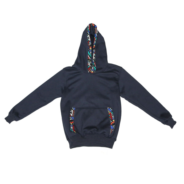 Kali Hoodies: Navy with Blue Tribal