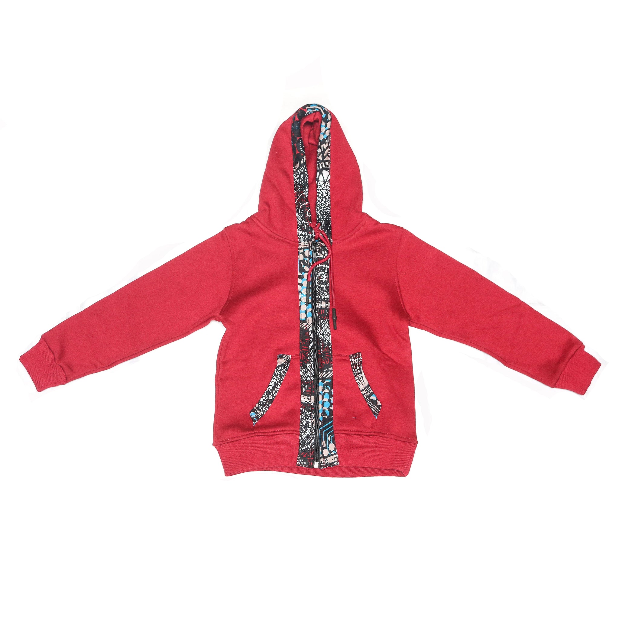 Kali Kids Zipper Hoodies: Maroon with Mizizi