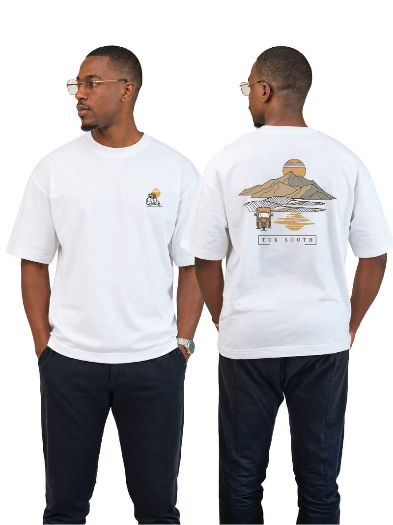 Kali Oversize Ts: White with Mountain and Mirages