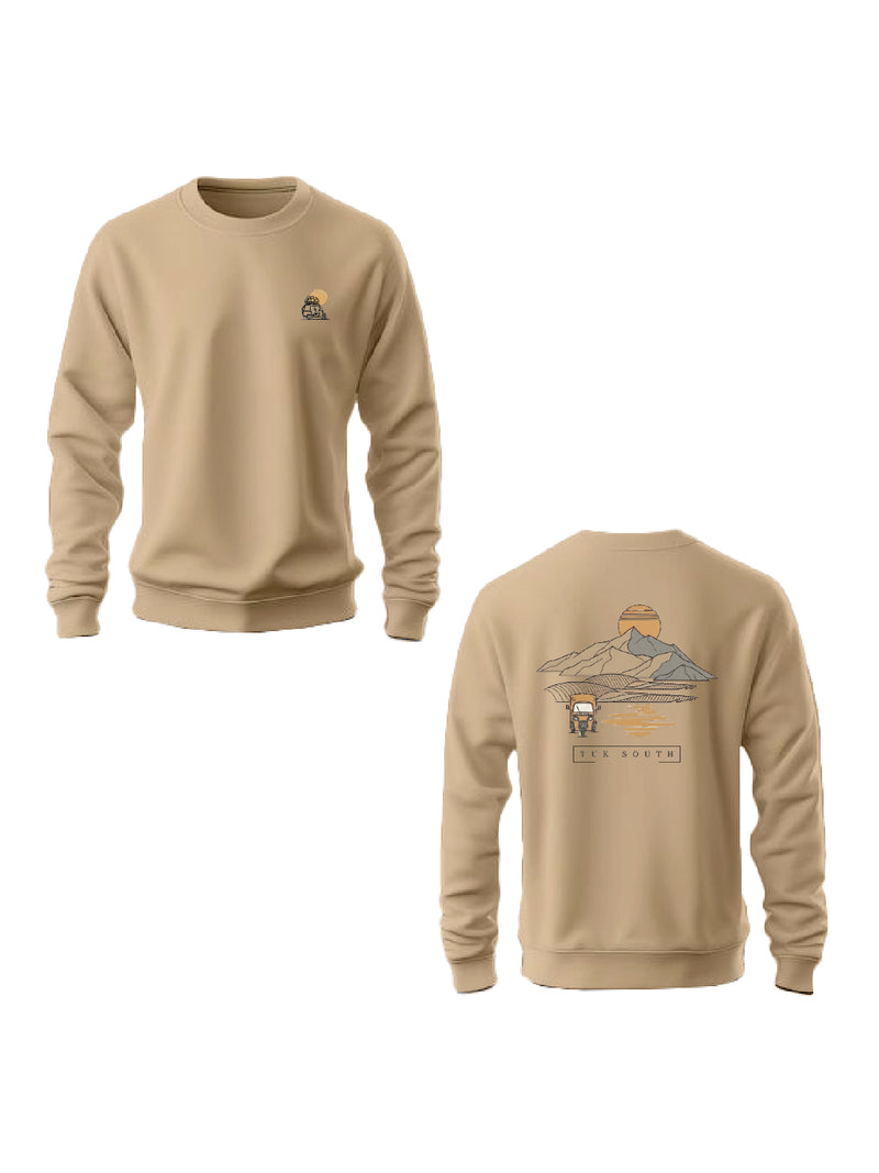 Kali Graphic Sweats: Top - Beige with Mountains and Mirages