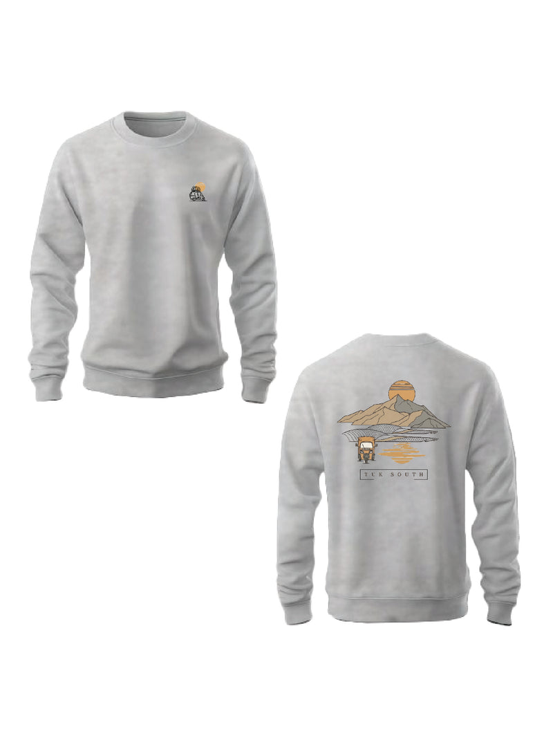 Kali Graphic Sweats: Top - Ash Grey with Mountains and Mirages