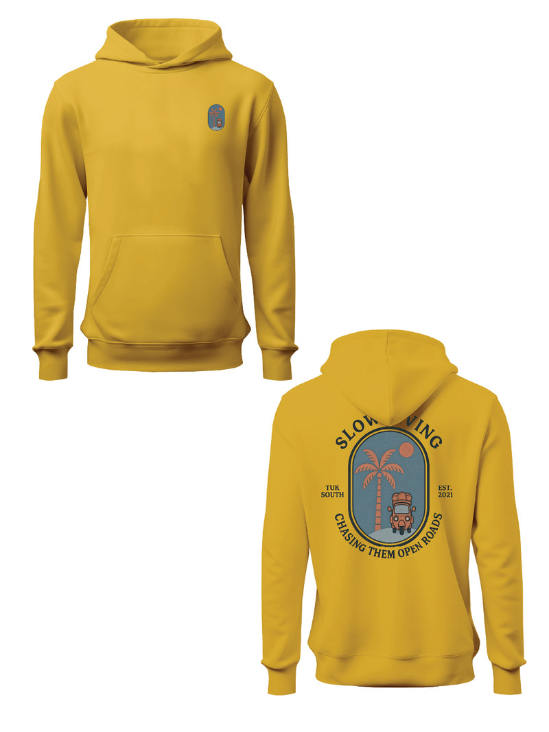 Kali Graphic Hoodies: Yellow with Open Roads