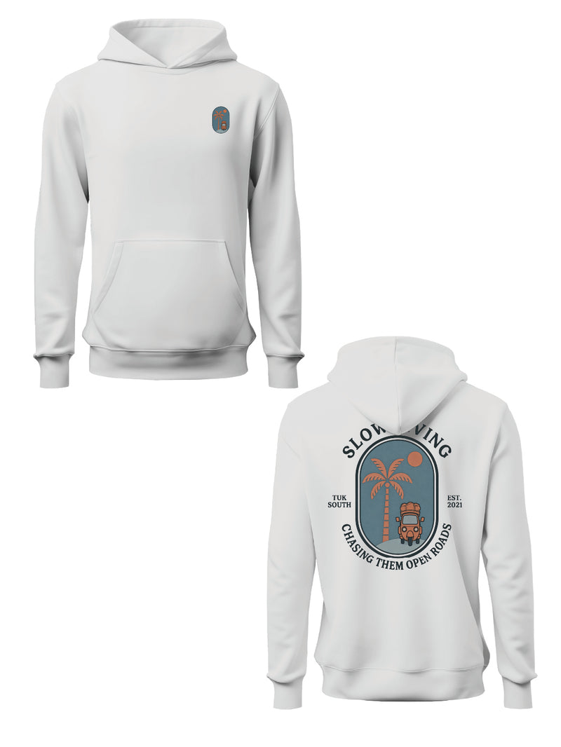 Kali Graphic Hoodies: White with Open Roads