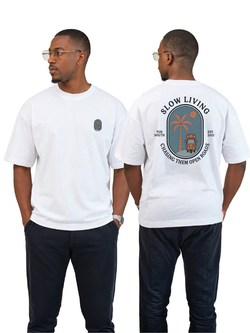 Kali Oversize Ts: White with Open Roads