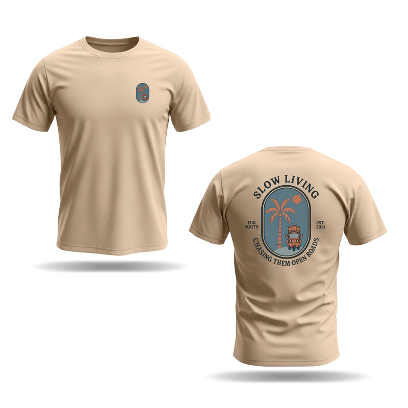 Kali Graphic Ts: Beige with Open Roads