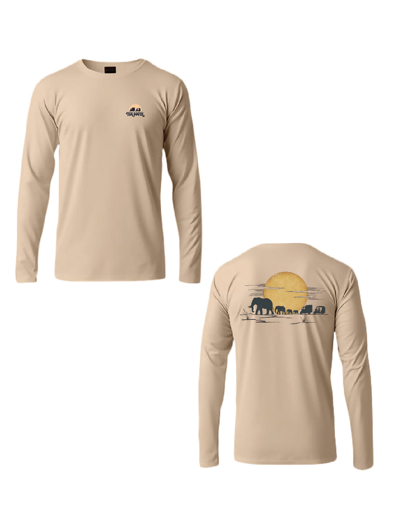 Kali Long-Sleeve Graphic Ts: Beige with Part of The Herd