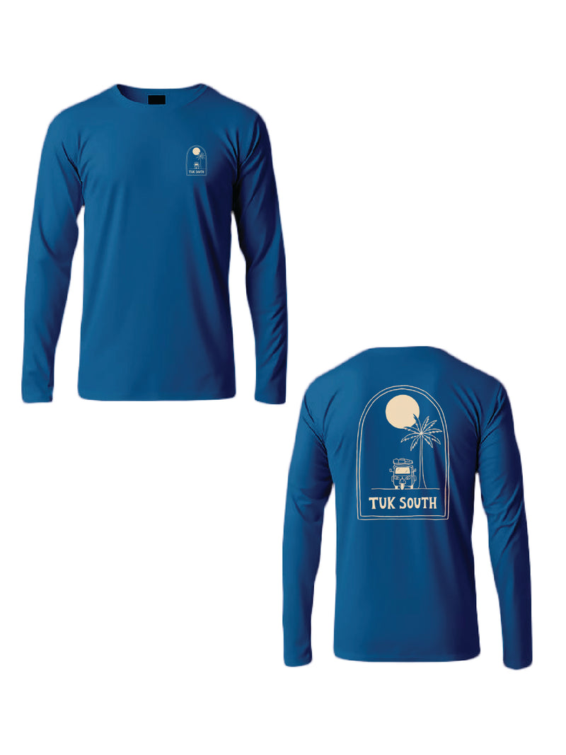 Kali Long-Sleeve Graphic Ts: Petrol Blue with Slow Livin