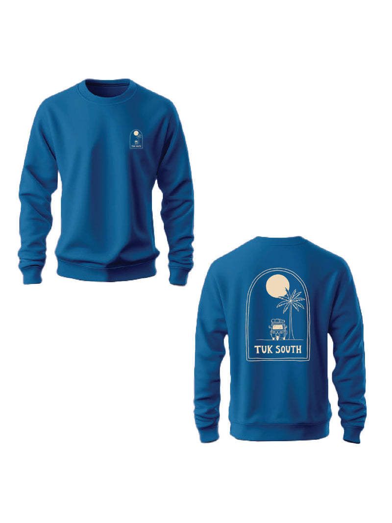 Kali Graphic Sweats: Top - Petrol Blue with Slow Livin