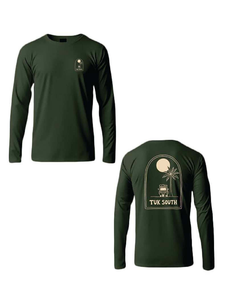 Kali Long-Sleeve Graphic Ts: Pine Green with Slow Livin