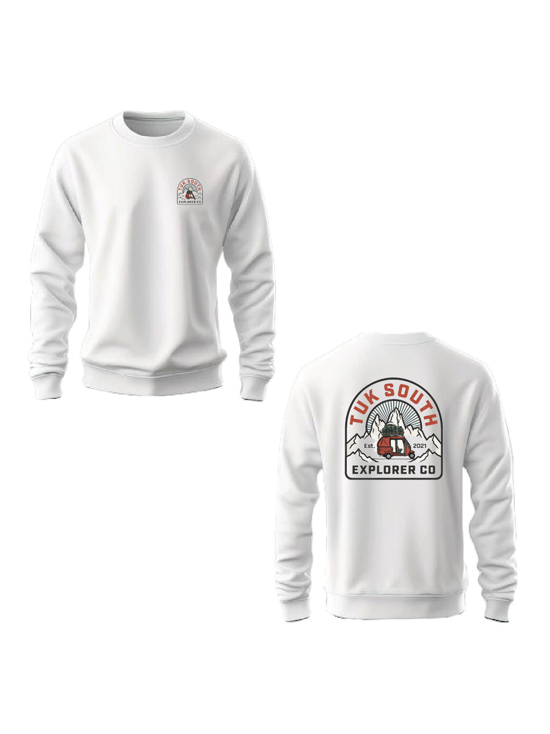 Kali Graphic Sweats: Top - White with The Explorer Division