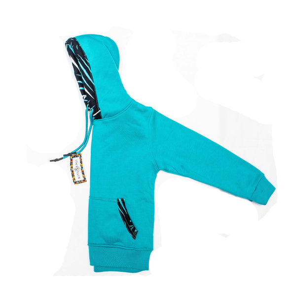 Kali Kids Hoodies: Petrol Blue with Blue Mtende