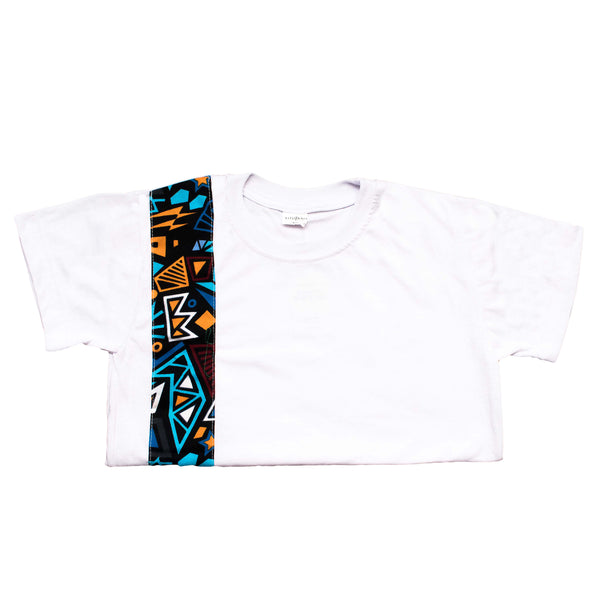 Kali Kids Ts: White with Bara Strip