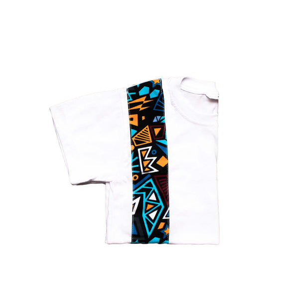 Kali Kids Ts: White with Bara Strip