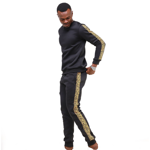 Kali Sweats: Top - Black with Gold KK Print