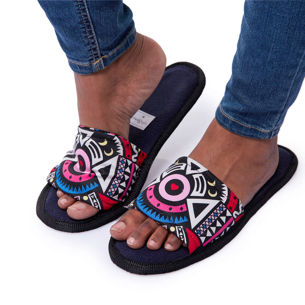 Pink Tribal - Open Toe Slippers