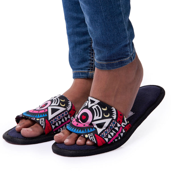 Pink Tribal - Open Toe Slippers
