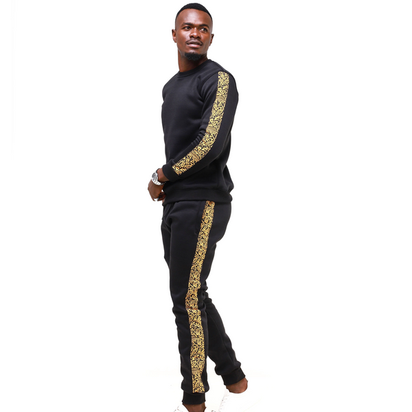 Kali Sweats: Top - Black with Gold KK Print