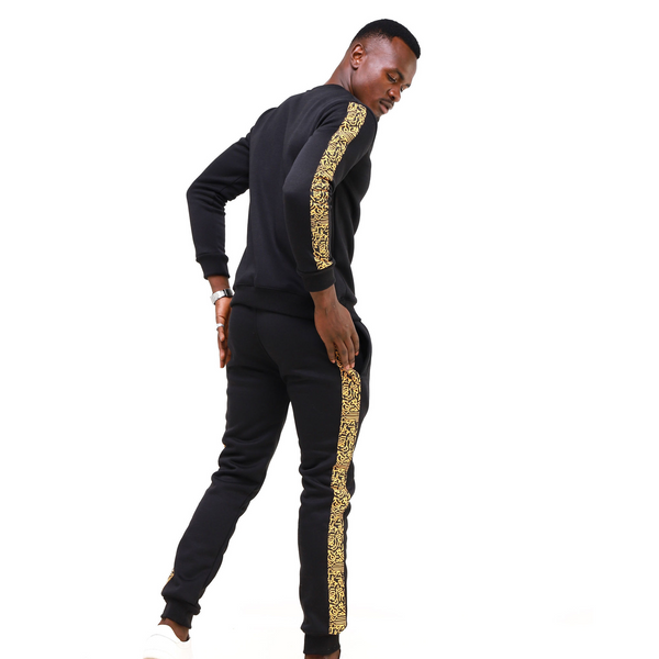 Kali Sweats: Top - Black with Gold KK Print