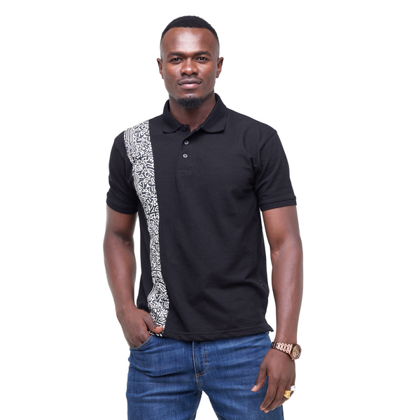 Kali Polos: Black with KK Print Strip