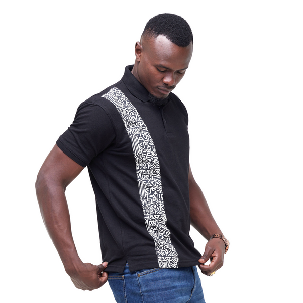 Kali Polos: Black with KK Print Strip
