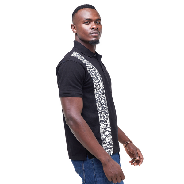 Kali Polos: Black with KK Print Strip