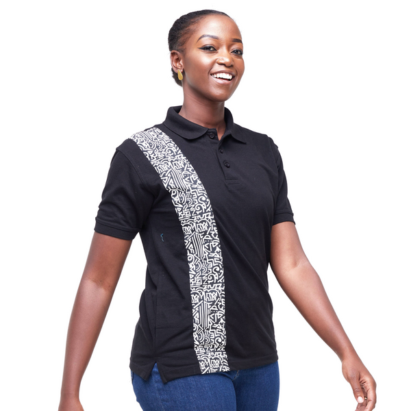 Kali Polos: Black with KK Print Strip