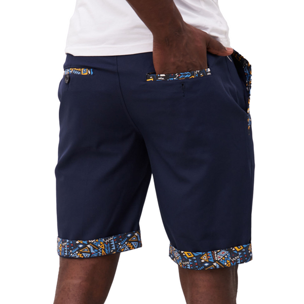 Kali Shorts: Navy with Blue KK Print