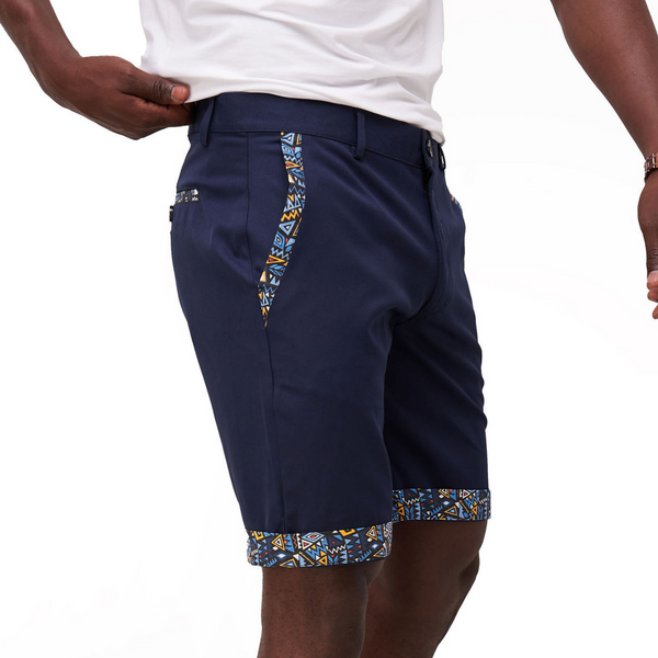 Kali Shorts: Navy with Blue KK Print