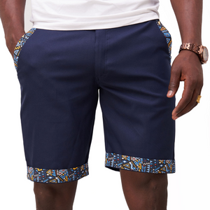 Kali Shorts: Navy with Blue KK Print