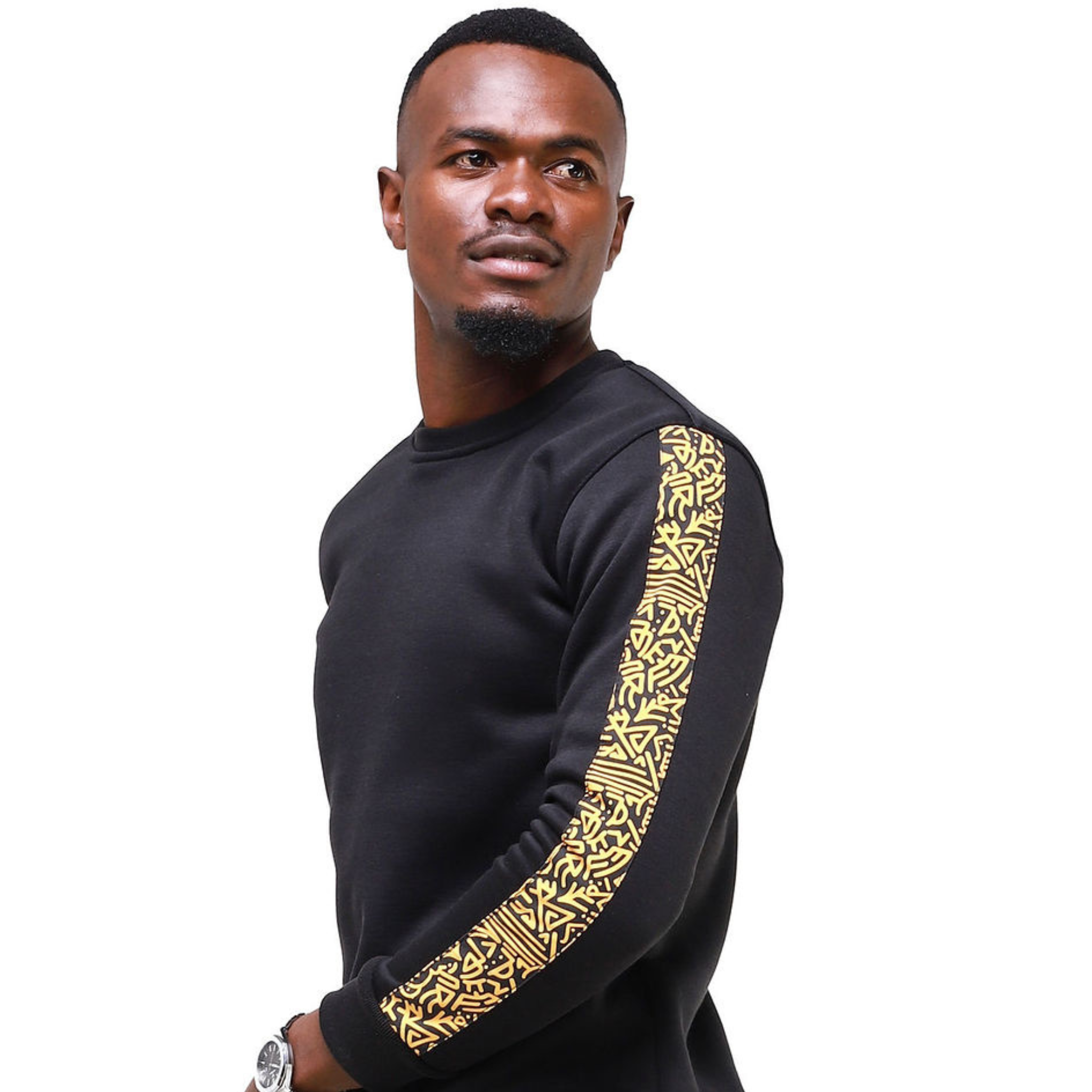 Kali Sweats: Top - Black with Gold KK Print